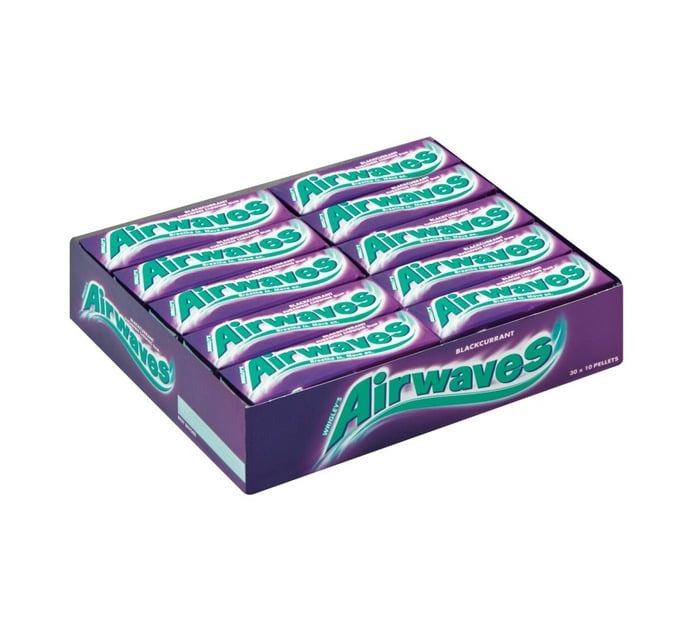 Airwaves Sugar Free Gum - Blackcurrant (30 x 10pc) - Bulk Haven