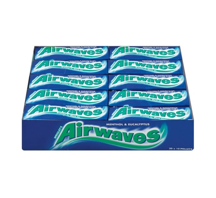 Airwaves Sugar Free Gum - Ment Eucalypt (30 x 10pc) - Bulk Haven