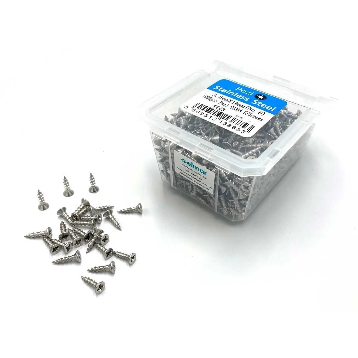 Chipboard Screws, No.6, 3.5mm x 16mm, Stainless Steel (Set of 1000 Pieces) - Bulk Haven