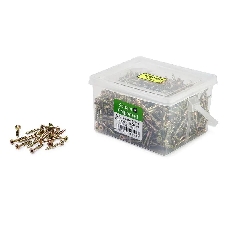 Chipboard Screws, Square, No.8, 4mm x 30mm (Set of 1000 Pieces) - Bulk Haven