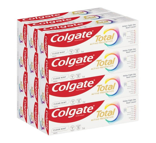 Colgate Total Toothpaste Clean Mint (Pack of 12 x 75ml) - Bulk Haven