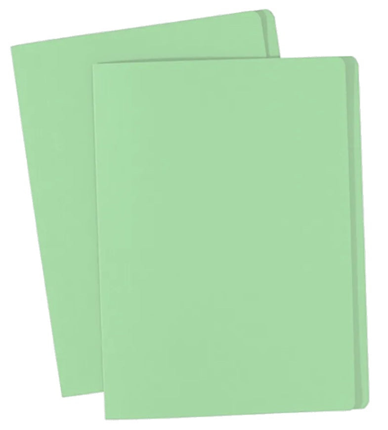 Manila Board Folders - 160gsm - Pastel Green - 100 Pack - Bulk Haven