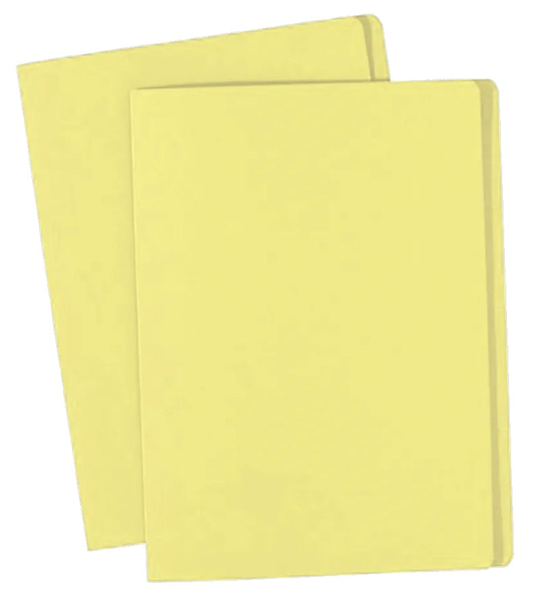 Manila Board Folders - 160gsm - Pastel Yellow - 100 Pack - Bulk Haven