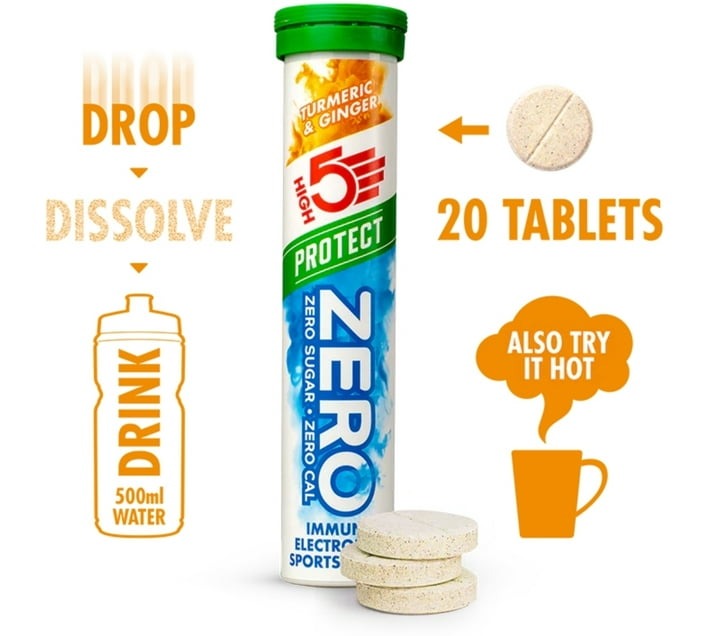 High 5 Zero Protect, Turmeric & Ginger Hydration Drink (Pack of 8 x 160 Tablets) - Bulk Haven