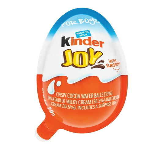 Kinderjoy Chocolate Egg - Boy (Pack of 72 x 21g) - Bulk Haven