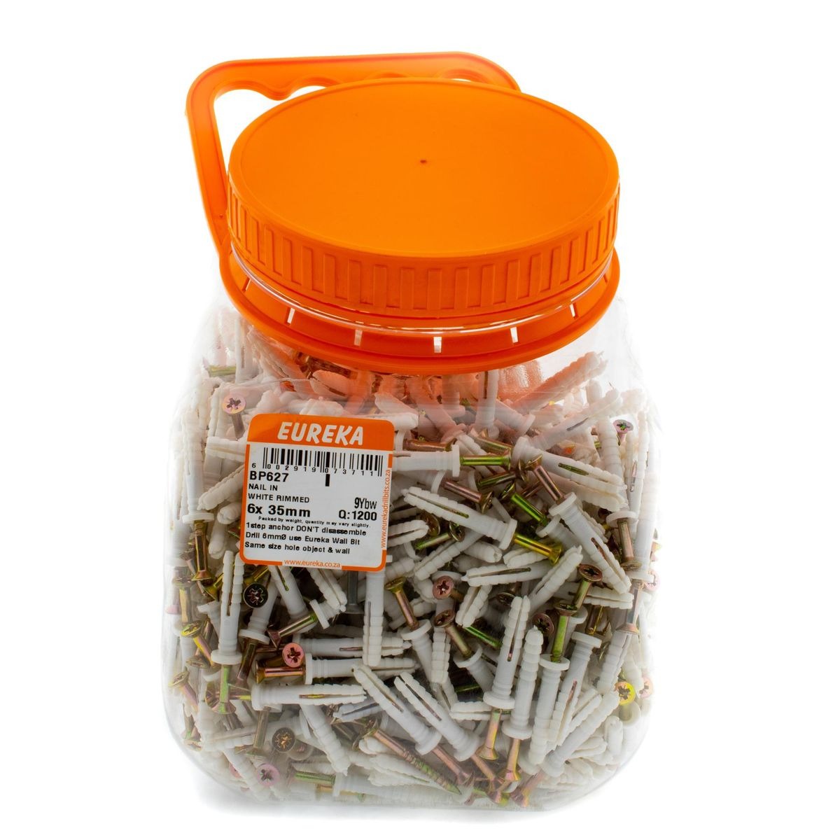 Nail-In Anchor White Rimmed 6 x 35mm (Set of 1200) - Bulk Haven