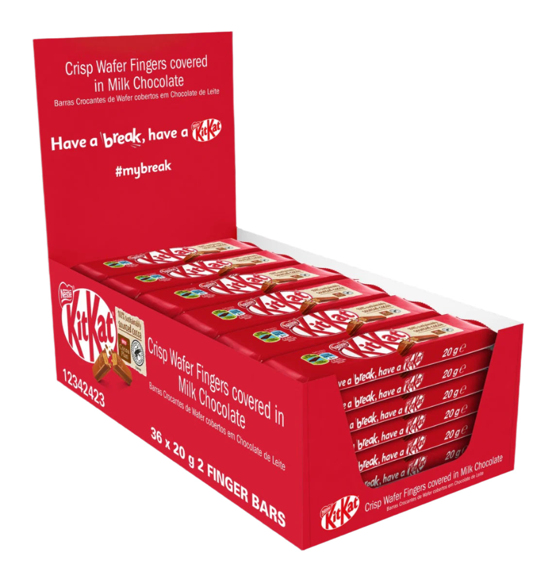 Nestle Kit Kat 2 Finger Milk (Pack of 36 x 20g) - Bulk Haven