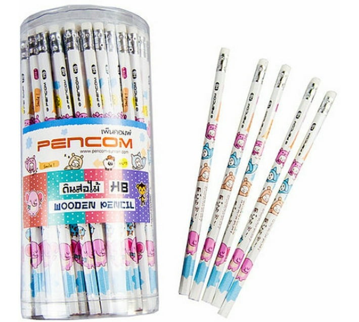 Pencom Wooden HB Fancy Pencils (Drum of 100) Round (Set of 100, Multicolour) - Bulk Haven