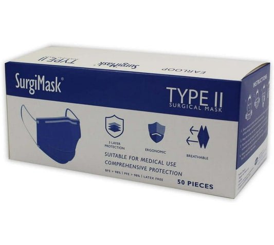 SurgiMask MSK-0-NWN-08 Half Mask (Free Size, Pack of 50, 3 Ply) - Bulk Haven