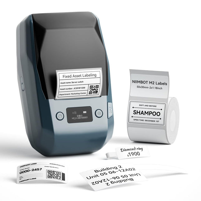 NB589 - NIIMBOT - MODEL: M2_H - THERMAL TRANSFER BLUETOOTH LABEL PRINTER - 300DPI - INCLUDING BLACK RIBBON CARTRIDGE & 50*30MM LABEL ROLL