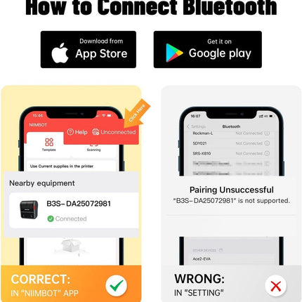 NB119 - NIIMBOT - B3S - PORTABLE THERMAL LABEL BLUETOOTH PRINTER INCLUDING FREE LABEL (70*40MM - WHITE)