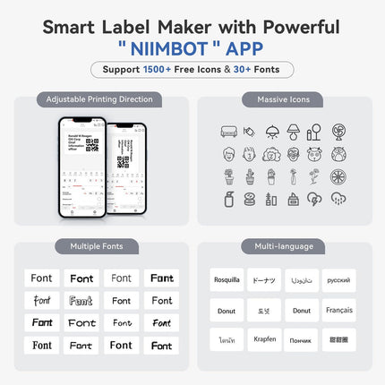 NB493 - NIIMBOT - B1 - PORTABLE THERMAL LABEL BLUETOOTH PRINTER INCLUDING FREE LABEL (50*30MM - WHITE)