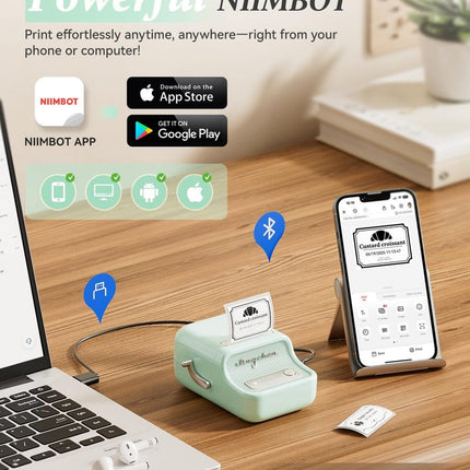 NB109 - NIIMBOT - B21 - PORTABLE THERMAL LABEL BLUETOOTH PRINTER INCLUDING FREE LABEL (50*30MM - WHITE)