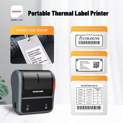 NB119 - NIIMBOT - B3S - PORTABLE THERMAL LABEL BLUETOOTH PRINTER INCLUDING FREE LABEL (70*40MM - WHITE)