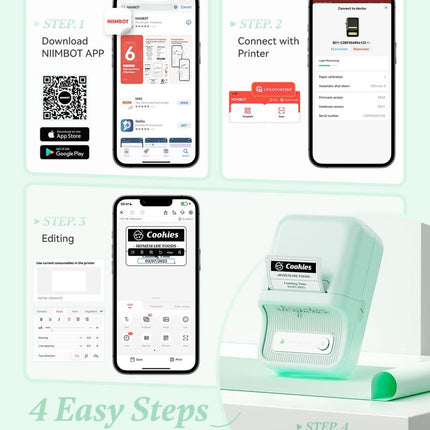 NB109 - NIIMBOT - B21 - PORTABLE THERMAL LABEL BLUETOOTH PRINTER INCLUDING FREE LABEL (50*30MM - WHITE)