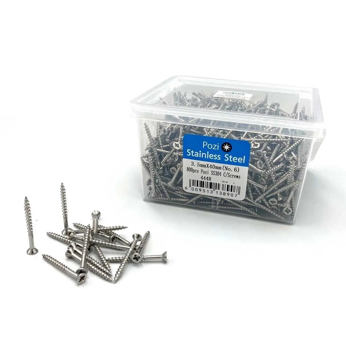 Chipboard Screws, No.6, 3.5mm x 40mm, Stainless Steel (Set of 800 Pieces) - Bulk Haven