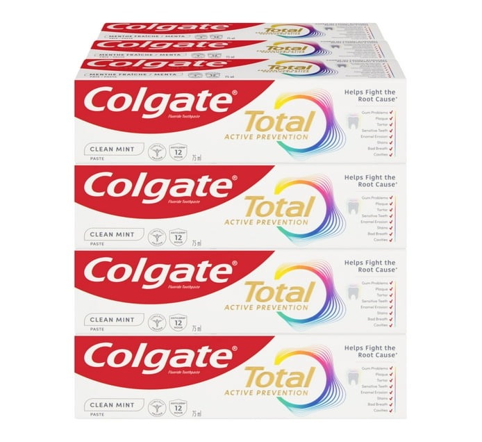 Colgate Total Toothpaste Clean Mint (Pack of 12 x 75ml) - Bulk Haven