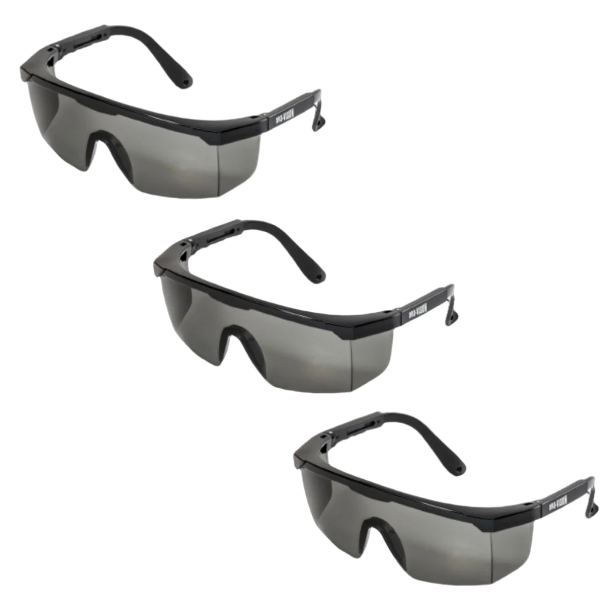 DV-026 Euro Spectacles Anti-Glare Safety Glasses - Grey (Set of 3) - Bulk Haven