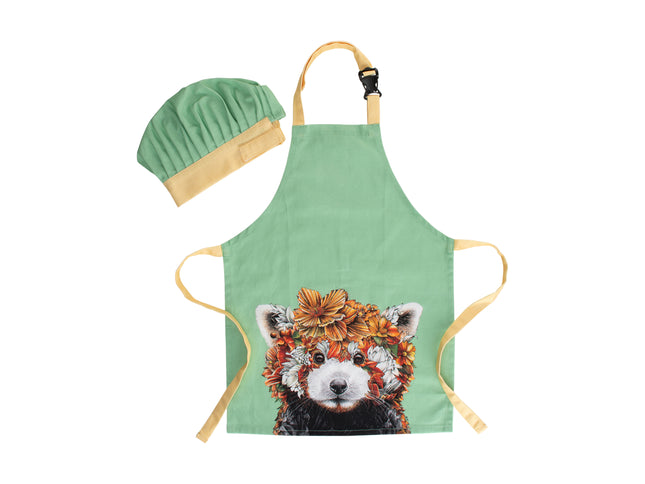 Maxwell & Williams Marini Ferlazzo Wild Planet Kids Apron & Hat Set Red Panda (Kids) - Bulk Haven