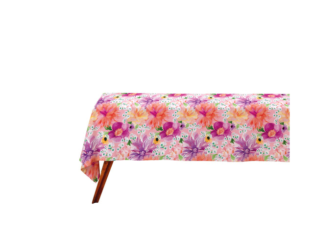 Maxwell & Williams Teas & C's Dahlia Daze Cotton Rectangular Tablecloth 270x150cm Pink - Bulk Haven