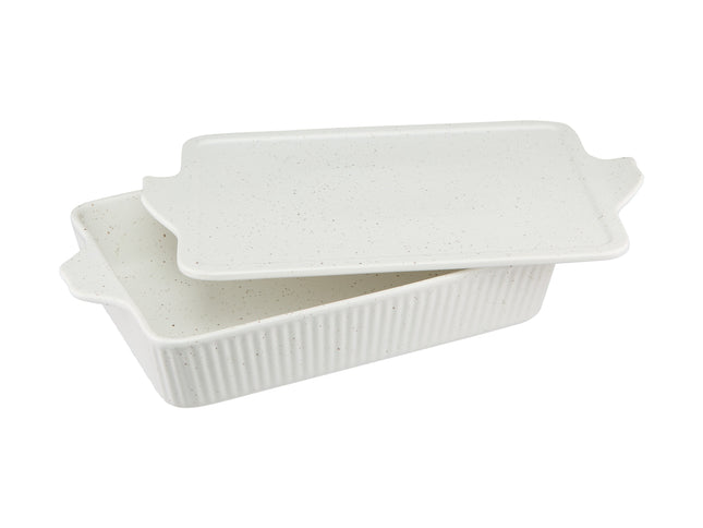 Maxwell & Williams Speckle Rectangular Baker With Tray 33x23cm Cream (Gift Boxed) - Bulk Haven