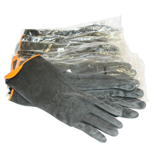 Industrial Rubber Gloves (Black & Orange) x 12