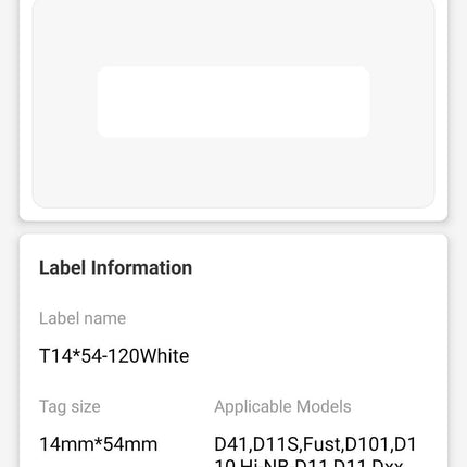 NB166 - NIIMBOT - D11 / D101 / D110 / H1S - 14X54MM - 120 LABELS PER ROLL - WHITE (5 ROLLS)
