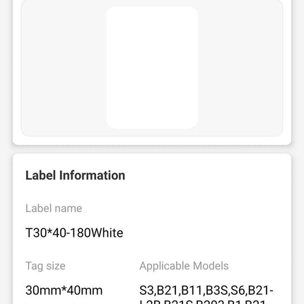 NB185 - NIIMBOT - B1 / B21 / B3S / B4 - 30X40MM - 180 LABELS PER ROLL - WHITE (5 ROLLS)