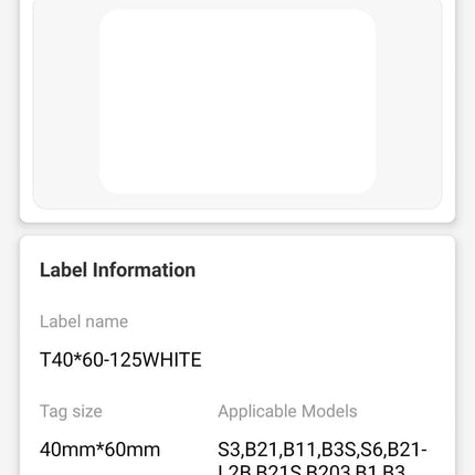 NB192 - NIIMBOT - B1 / B21 / B3S / B4 - 40X60MM - 125 LABELS PER ROLL - WHITE