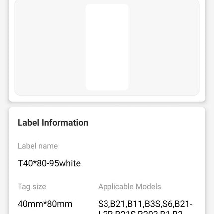 NB193 - NIIMBOT - B1 / B21 / B3S / B4 - T40X80MM - 95 LABELS PER ROLL - WHITE