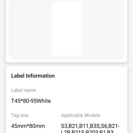 NB198 - NIIMBOT - B1 / B21 / B3S / B4 - T45X80MM - 95 LABELS PER ROLL - WHITE