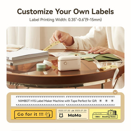 NB526 - NIIMBOT H1S - BLUETOOTH LABEL PRINTER – 203DPI – CONTINUOUS LABEL FUNCTION – CREAM WHITE - FREE LABEL INSIDE