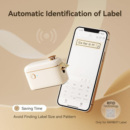 NB526 - NIIMBOT H1S - BLUETOOTH LABEL PRINTER – 203DPI – CONTINUOUS LABEL FUNCTION – CREAM WHITE - FREE LABEL INSIDE