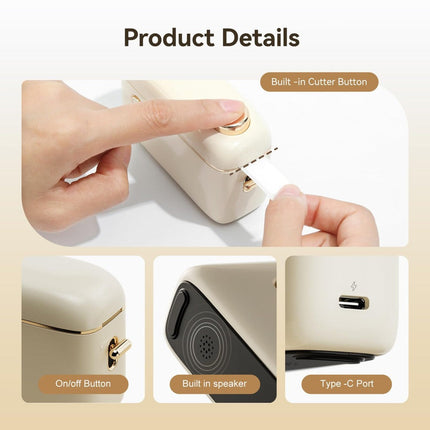 NB526 - NIIMBOT H1S - BLUETOOTH LABEL PRINTER – 203DPI – CONTINUOUS LABEL FUNCTION – CREAM WHITE - FREE LABEL INSIDE