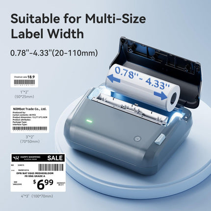 NB609 - NIIMBOT - B4 - BLUETOOTH SHIPPING THERMAL LABEL PRINTER WITH FREE ROLL – LAKE BLUE