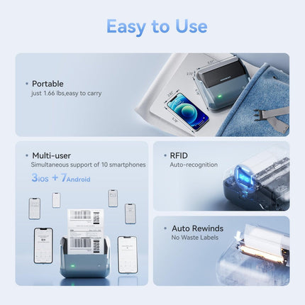 NB609 - NIIMBOT - B4 - BLUETOOTH SHIPPING THERMAL LABEL PRINTER WITH FREE ROLL – LAKE BLUE