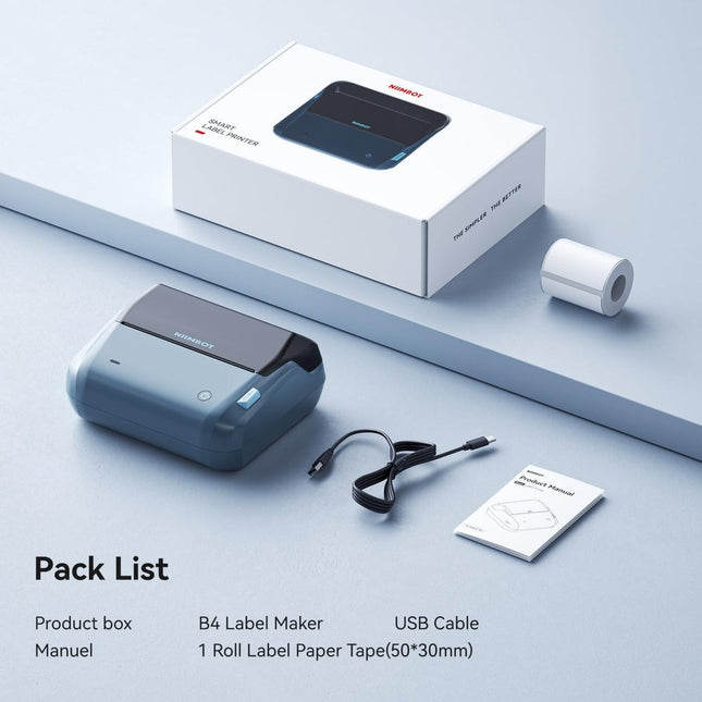 NB609 - NIIMBOT - B4 - BLUETOOTH SHIPPING THERMAL LABEL PRINTER WITH FREE ROLL – LAKE BLUE