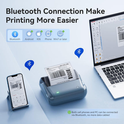 NB609 - NIIMBOT - B4 - BLUETOOTH SHIPPING THERMAL LABEL PRINTER WITH FREE ROLL – LAKE BLUE