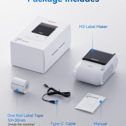 NB610 - NIIMBOT - M3 - PORTABLE BLUETOOTH THERMAL TRANSFER LABEL PRINTER - INCL FREE LABEL ROLL