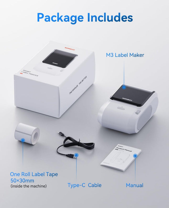 NB610 - NIIMBOT - M3 - PORTABLE BLUETOOTH THERMAL TRANSFER LABEL PRINTER - INCL FREE LABEL ROLL