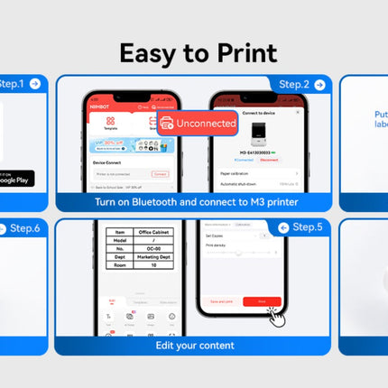 NB610 - NIIMBOT - M3 - PORTABLE BLUETOOTH THERMAL TRANSFER LABEL PRINTER - INCL FREE LABEL ROLL