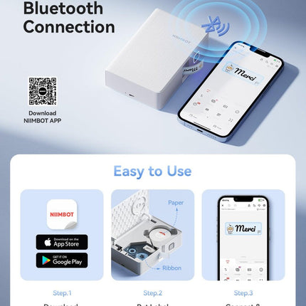 NB623 - NIIMBOT - N1 - BLUETOOTH THERMAL TRANSFER LABEL PRINTER INCL FREE WHITE LABEL & BLACK CARTRIDGE (14*50MM)