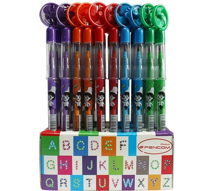 Pencom Fan Topper Non-sharpening Pencil with Leads (box of 50) Round (Set of 50, Black) - Bulk Haven