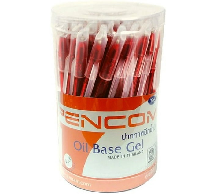 Pencom Gel Ball Pen (Pack of 50, Red) - Bulk Haven