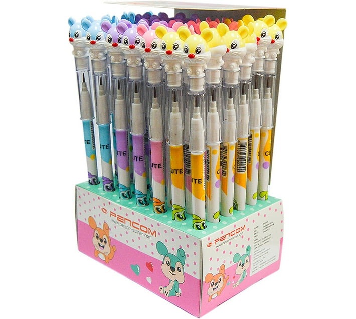 Pencom Mouse Topper Non-sharpening Pencil with Leads (Box of 36) Round (Set of 36, Black) - Bulk Haven