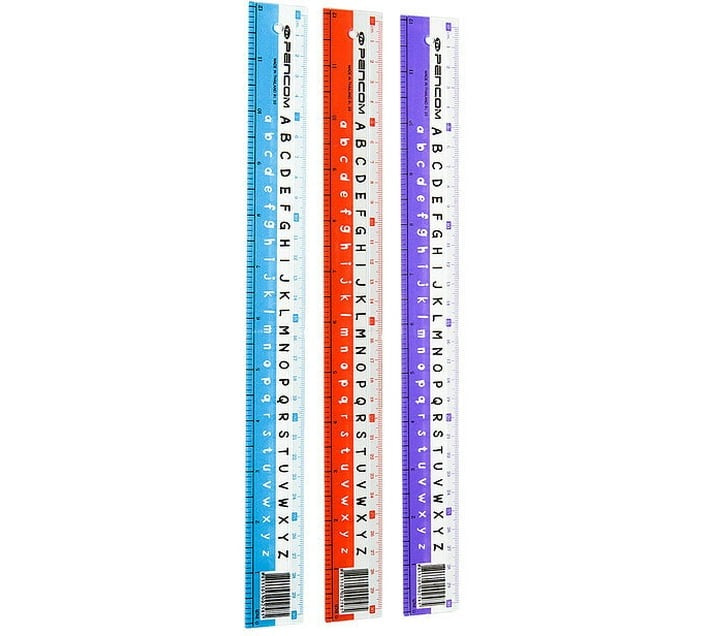 Pencom Ruler 30cm ABC Ruler (Pack of 24, Multicolour) - Bulk Haven
