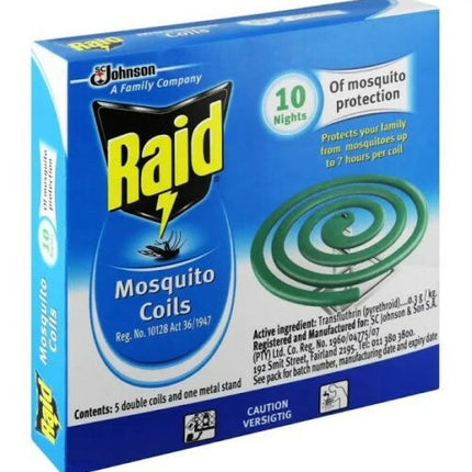 Raid Mosquito Coils 10's x 5 - Bulk Haven