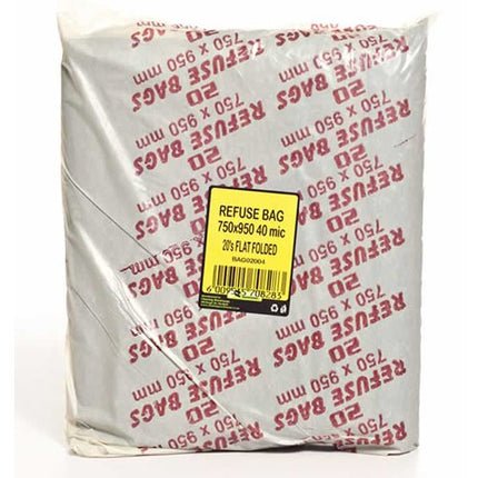 Refuse Bags Flat Folded (Black) 750MMx950MM 40MIC 20's x 10