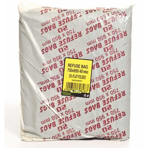 Refuse Bags Flat Folded (Black) 750MMx950MM 40MIC 20's x 10