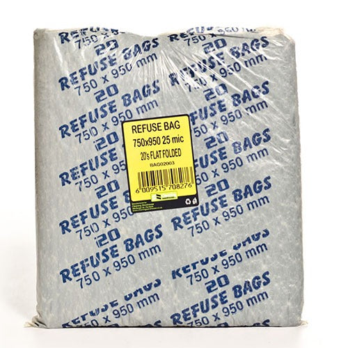 Refuse Bags Flat Folded (Black) 750MMx950MM 25MIC 20's x 10